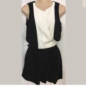 Intermix Black and White Silk Wrap Romper